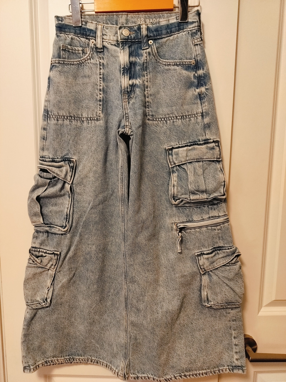 Gap Kids Baggy Light Wash Cargo Denim Jeans 12